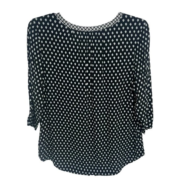 Croft & Barrow Women’s Black Patterned Blouse V-Neck 3 Quarter Sleeve Size L - Picture 4 of 7